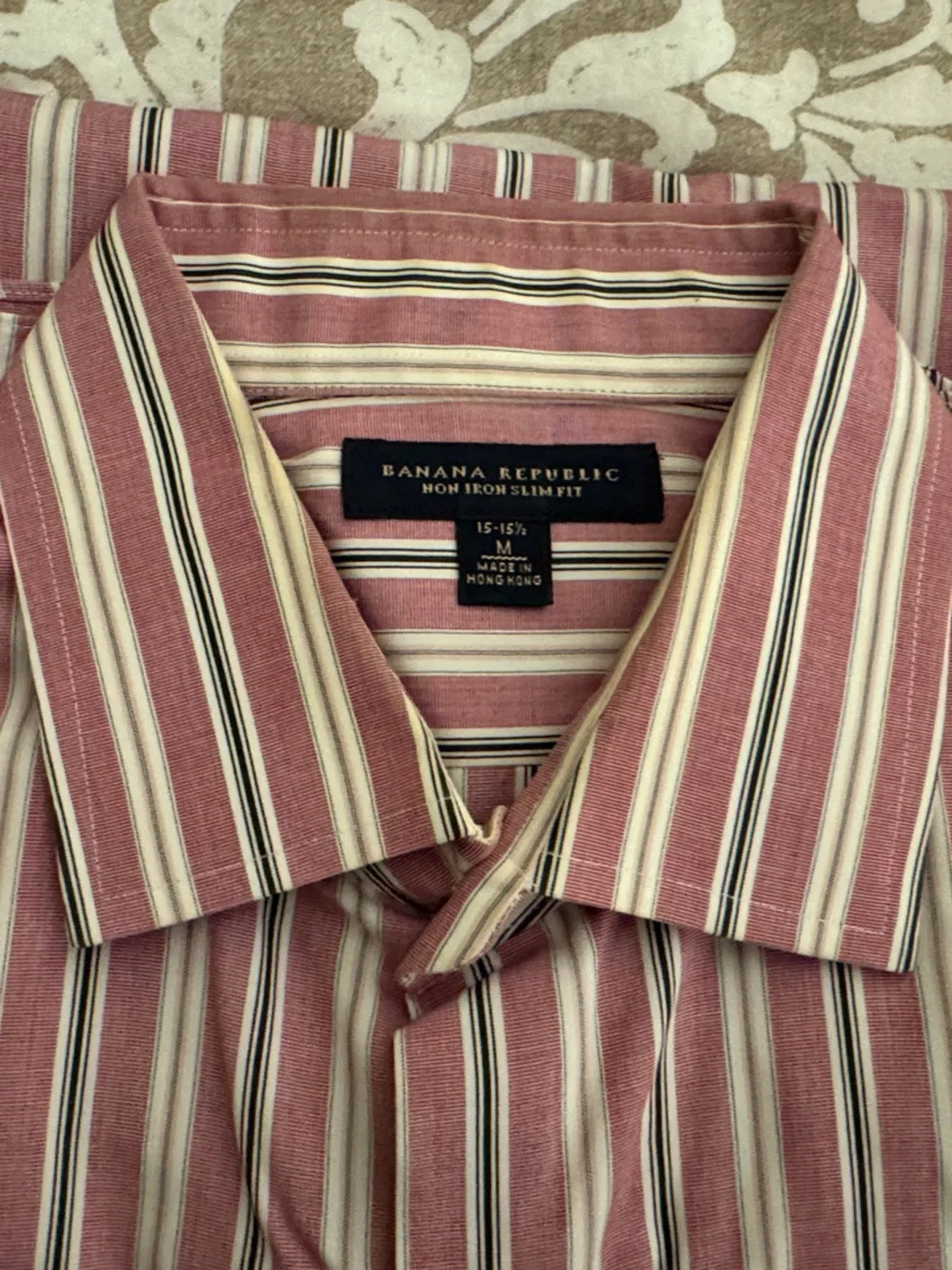 Banana Republic Slim Fit Striped Dress Shirt - Pink, White, Black